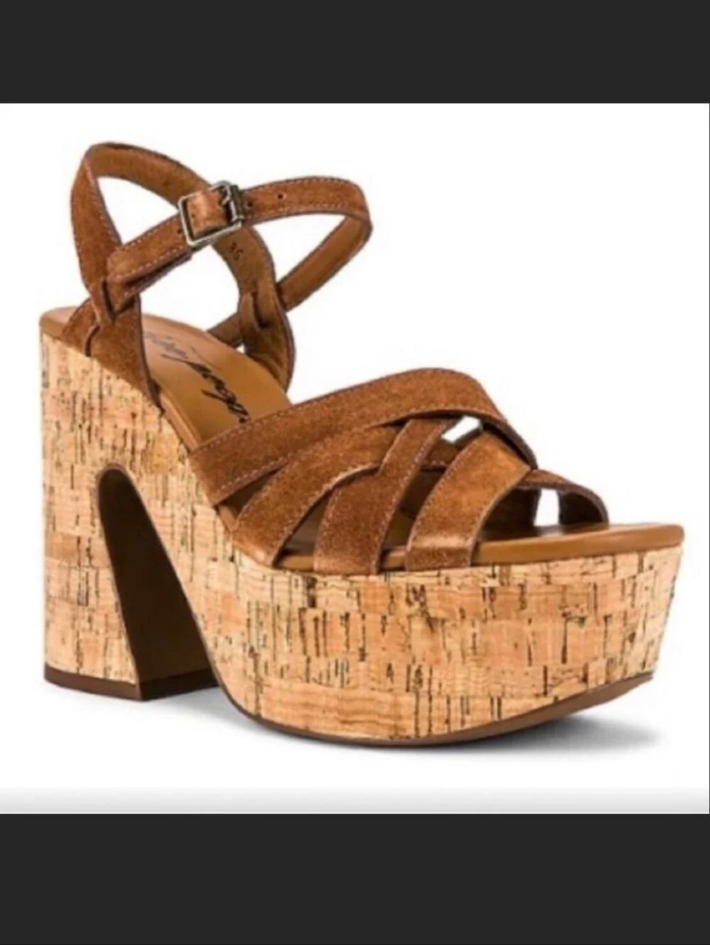 Free People Lisbon MJ Platform in Brandy Suede Size 7 37.5 EUC